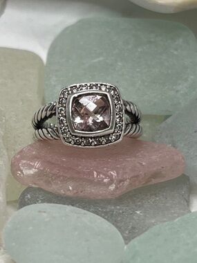 David Yurman Morganite Petite Albion Ring with Pave’ Diamonds